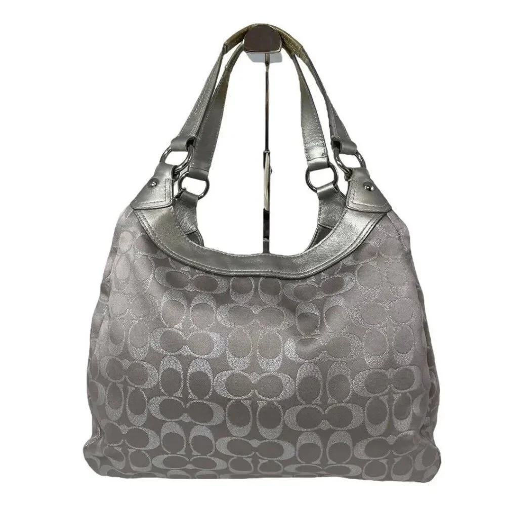 Coach Soho Silver Gray Signature Hobo Bag